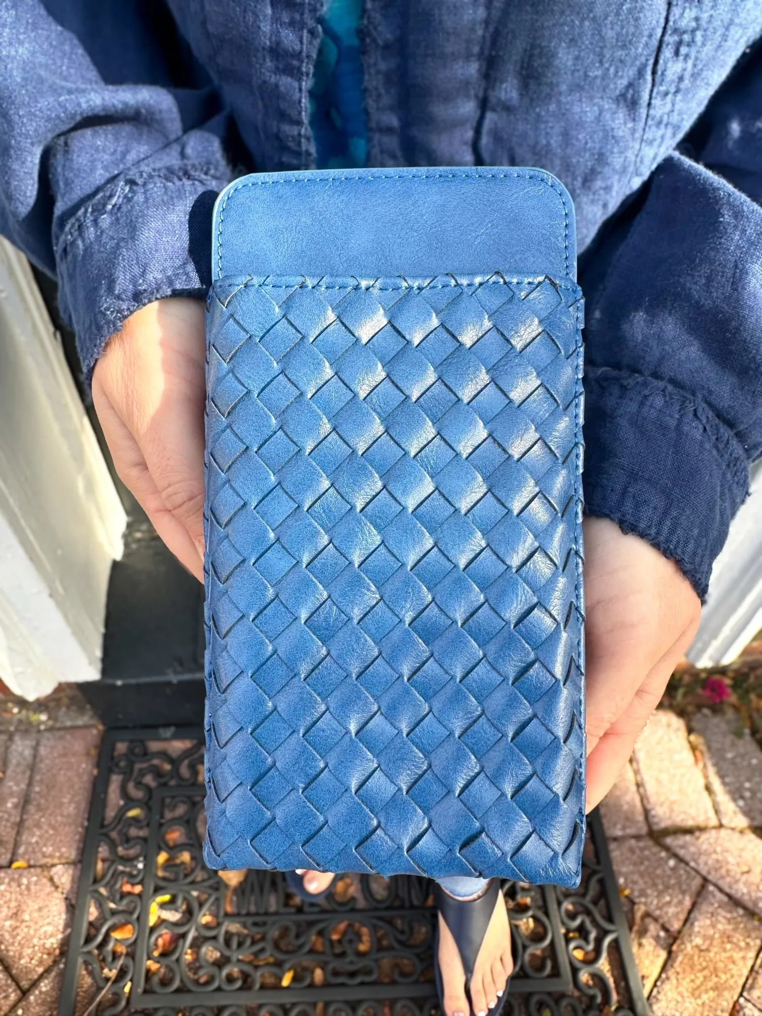 Blue Woven Double Duty Phone Bag