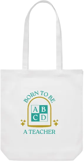 Born to be a Teacher Design - Premium Canvas colored cotton shopping bag