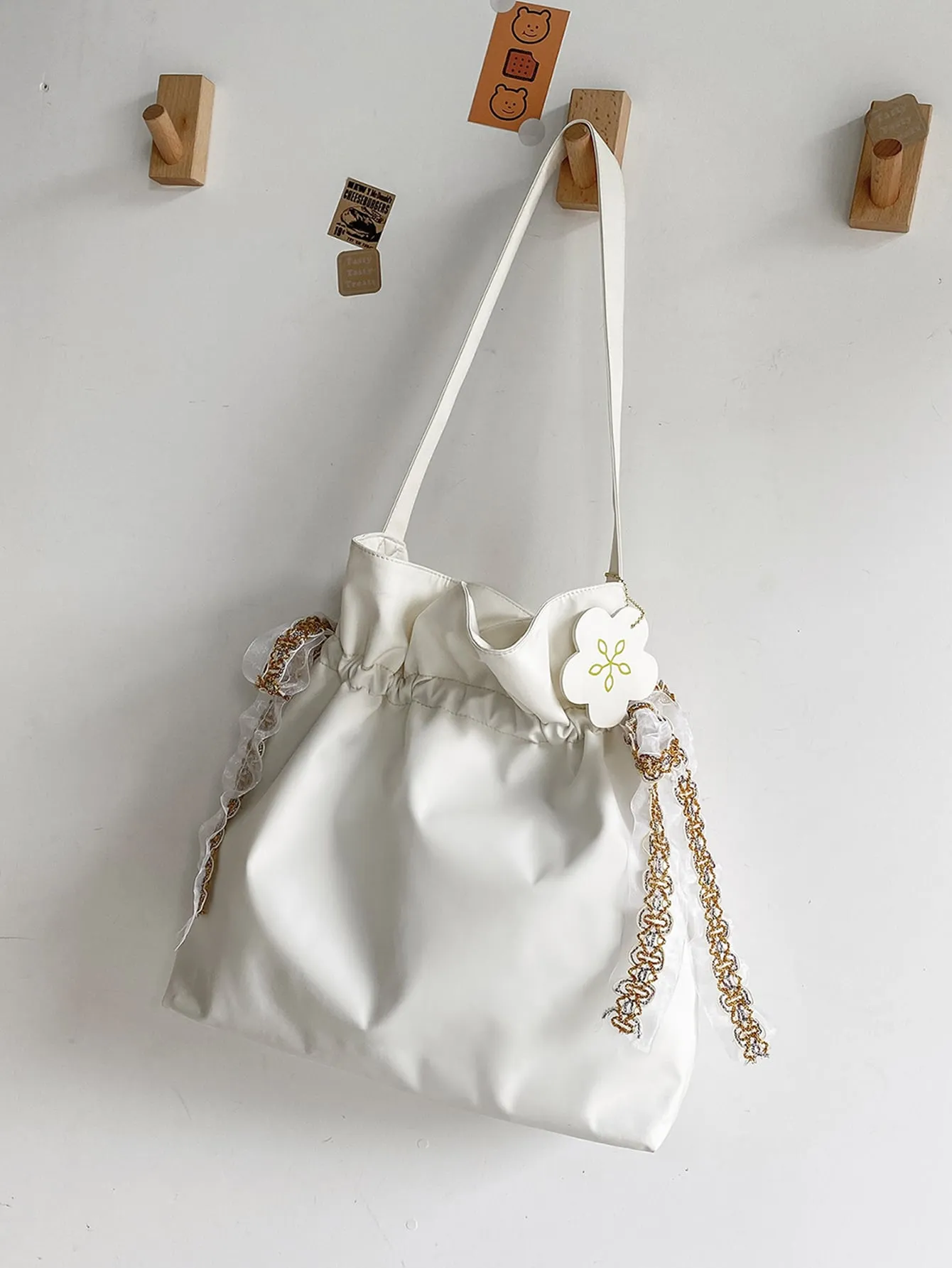 Bow Decor Ruched Design Shoulder Bag