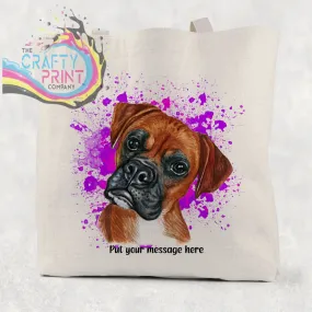 Boxer Paint Splatter Personalised Cotton Tote Bag