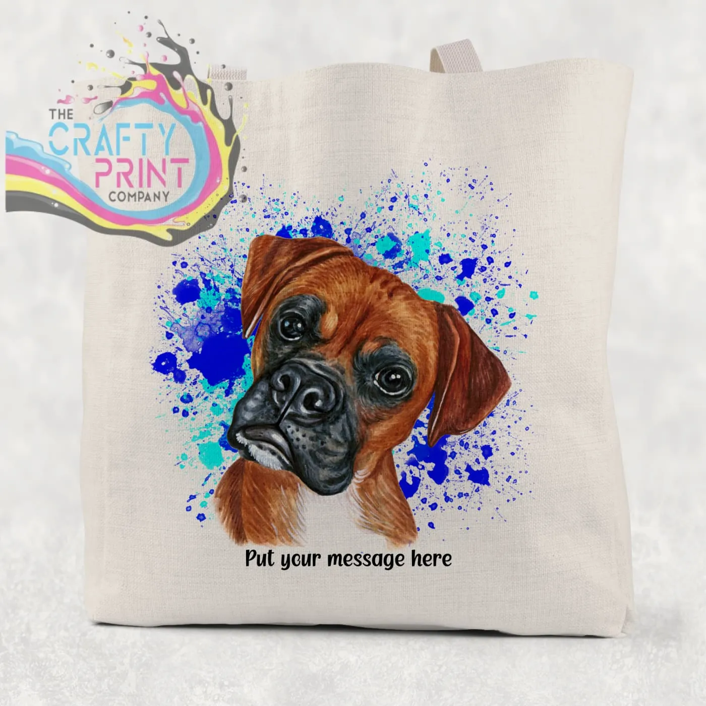 Boxer Paint Splatter Personalised Cotton Tote Bag