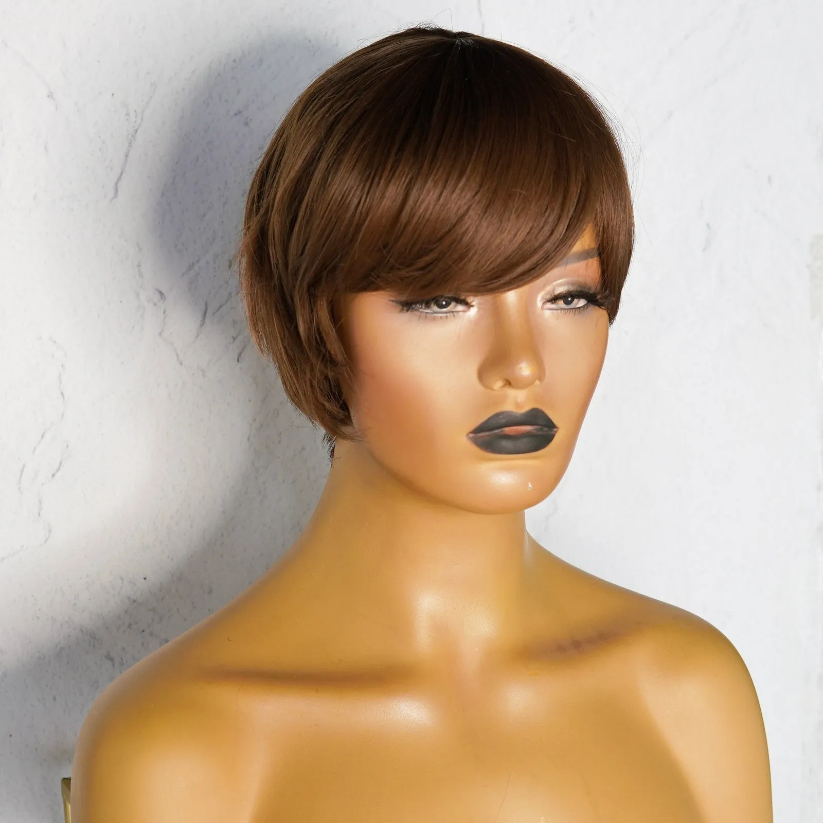 BRIDE Caramel Brown Pixie Cut Fringe Wig