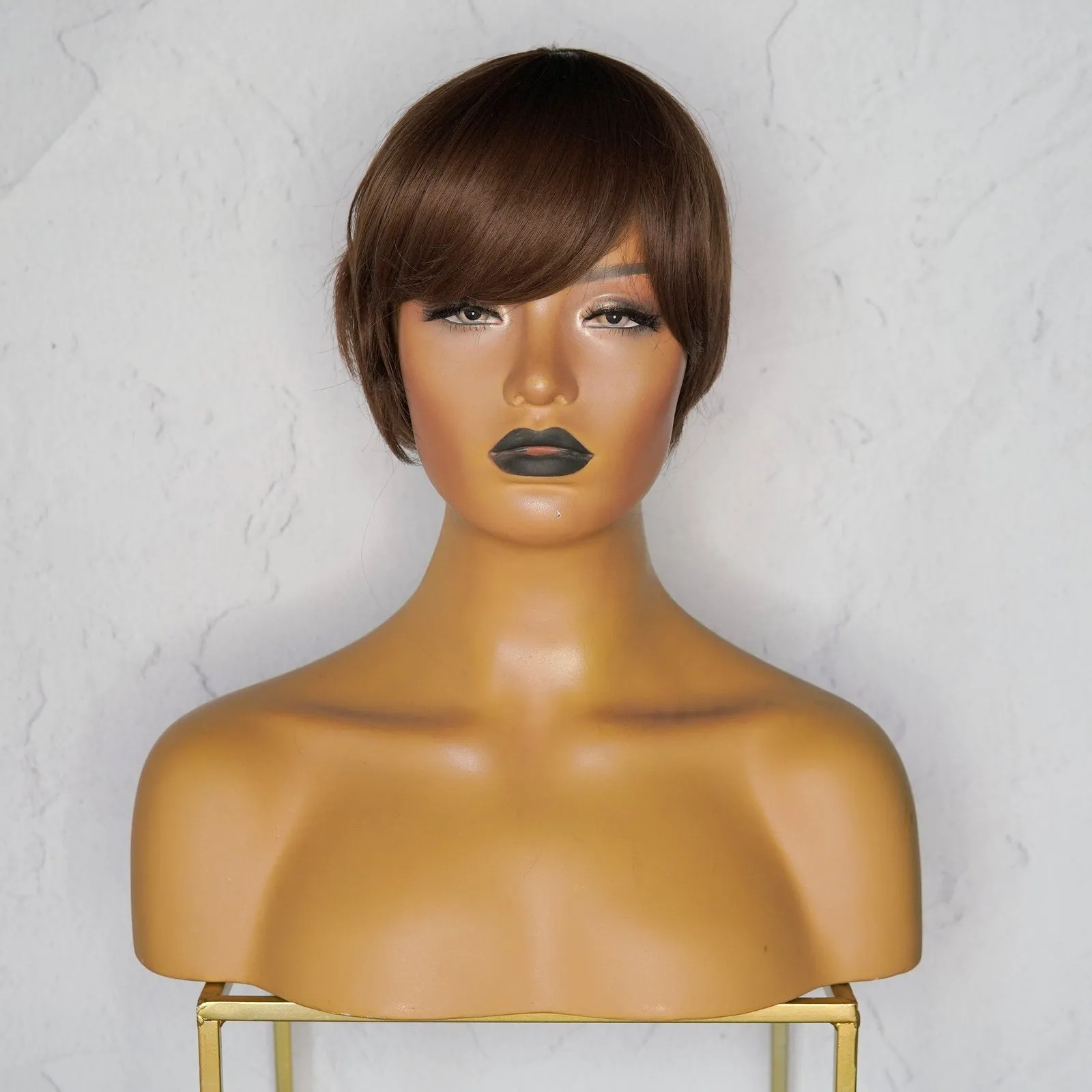 BRIDE Caramel Brown Pixie Cut Fringe Wig