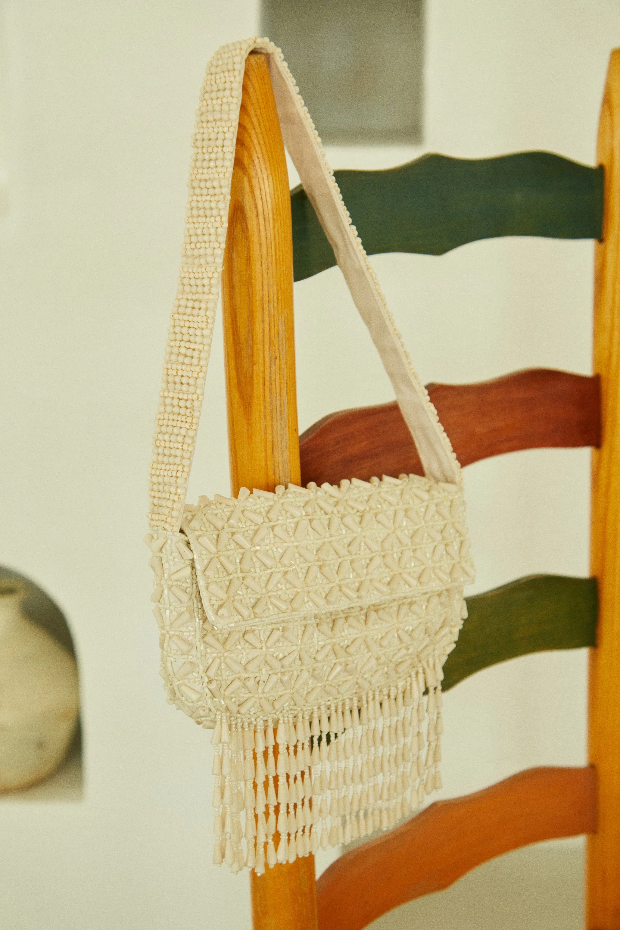 Camilia Beaded Shoulder Bag - Cream