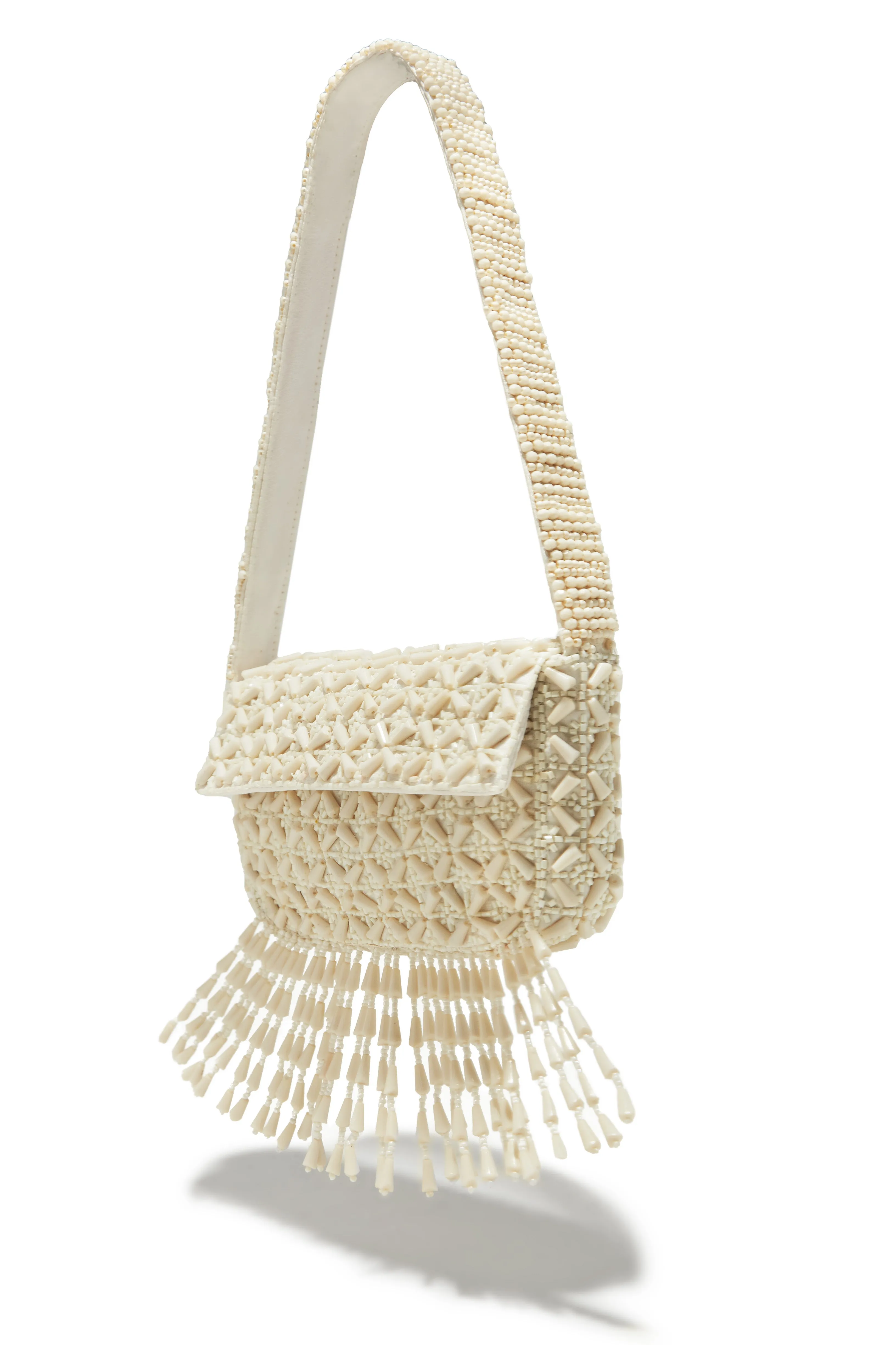 Camilia Beaded Shoulder Bag - Cream