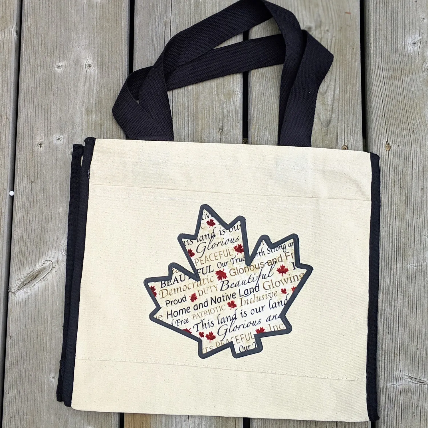 Canada tote black trim Cotton Canvas Tote Bag