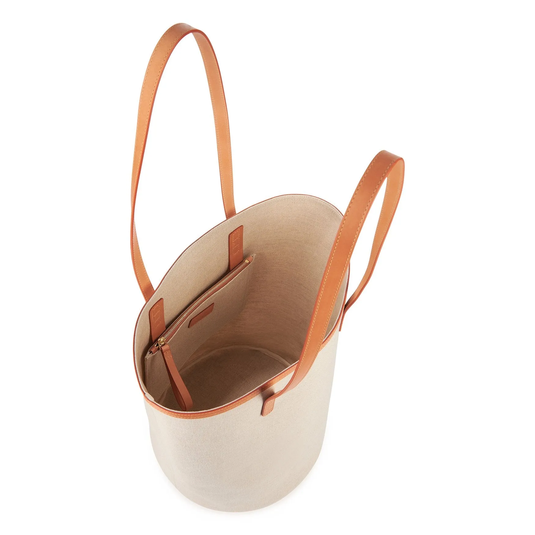 Canvas Circle Bucket Bag - Beige