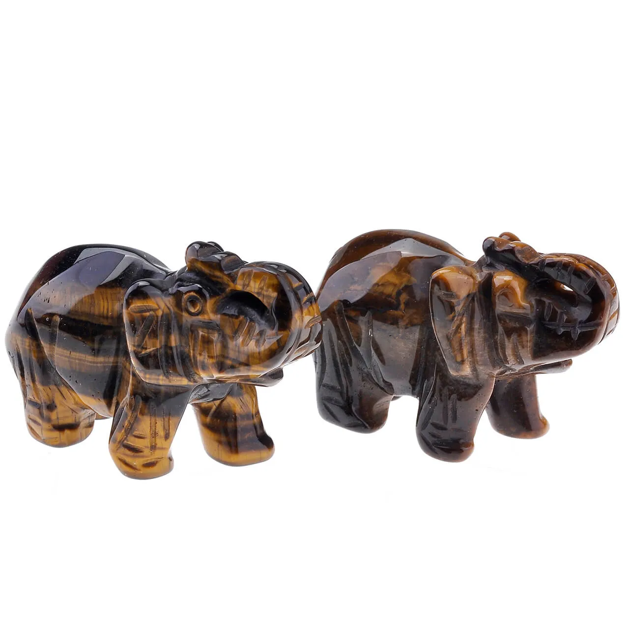 Carved Natural Amethyst Crystal Elephant Ornament 2'' 2PCS | Jovivi