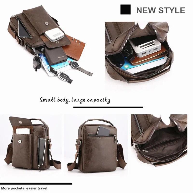 Casual Men Shoulder Bag Vintage Crossbody Bags High Quality Male Bag PU Leather Handbag Capacity Men Messenger Bags