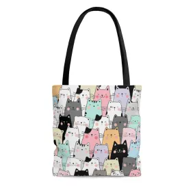 Cat Tote Bag, Kitties Mom Cute Canvas Shopping Small Large Travel Reusable Aesthetic Shoulder Bag