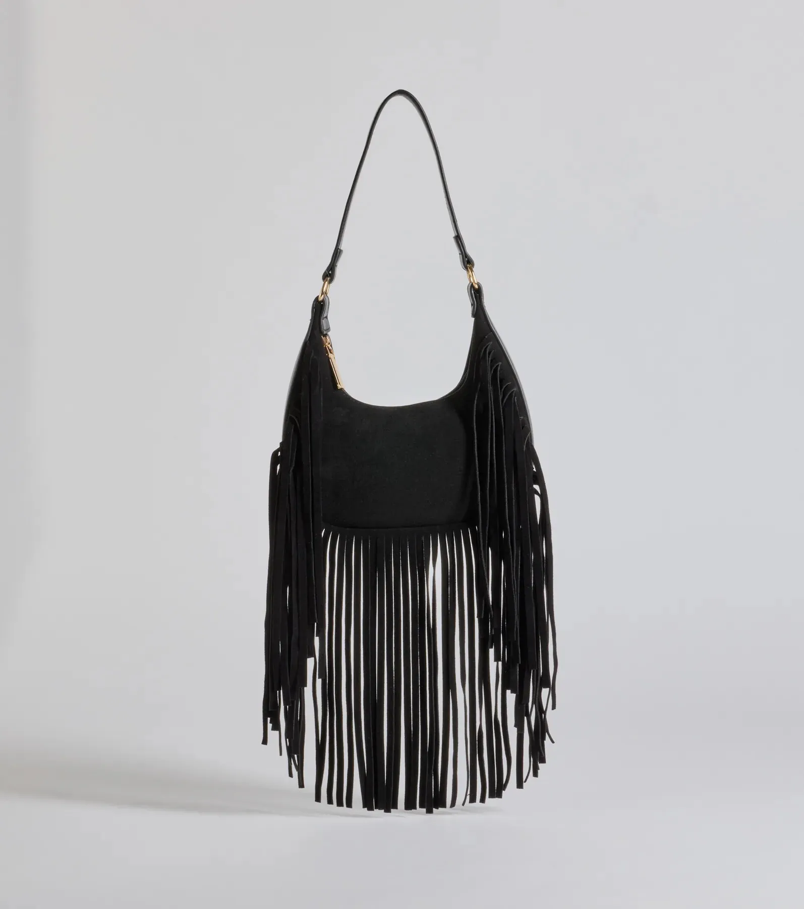 Caught In The Fringe Faux Suede Shoulder Bag