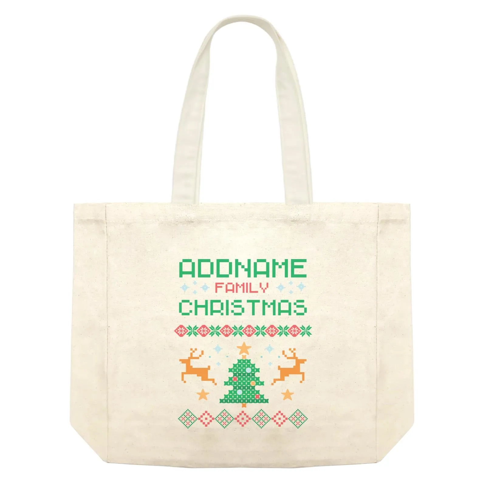 Christmas Series Addname Family Sweater Design Shopping Bag