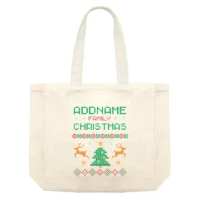 Christmas Series Addname Family Sweater Design Shopping Bag