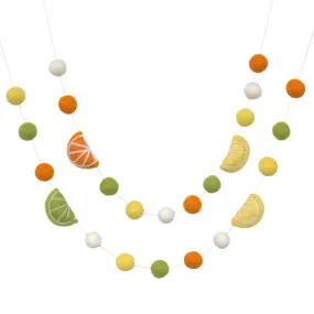 Citrus Fruit Felt Ball Garland- Orange, Lemon, Lime