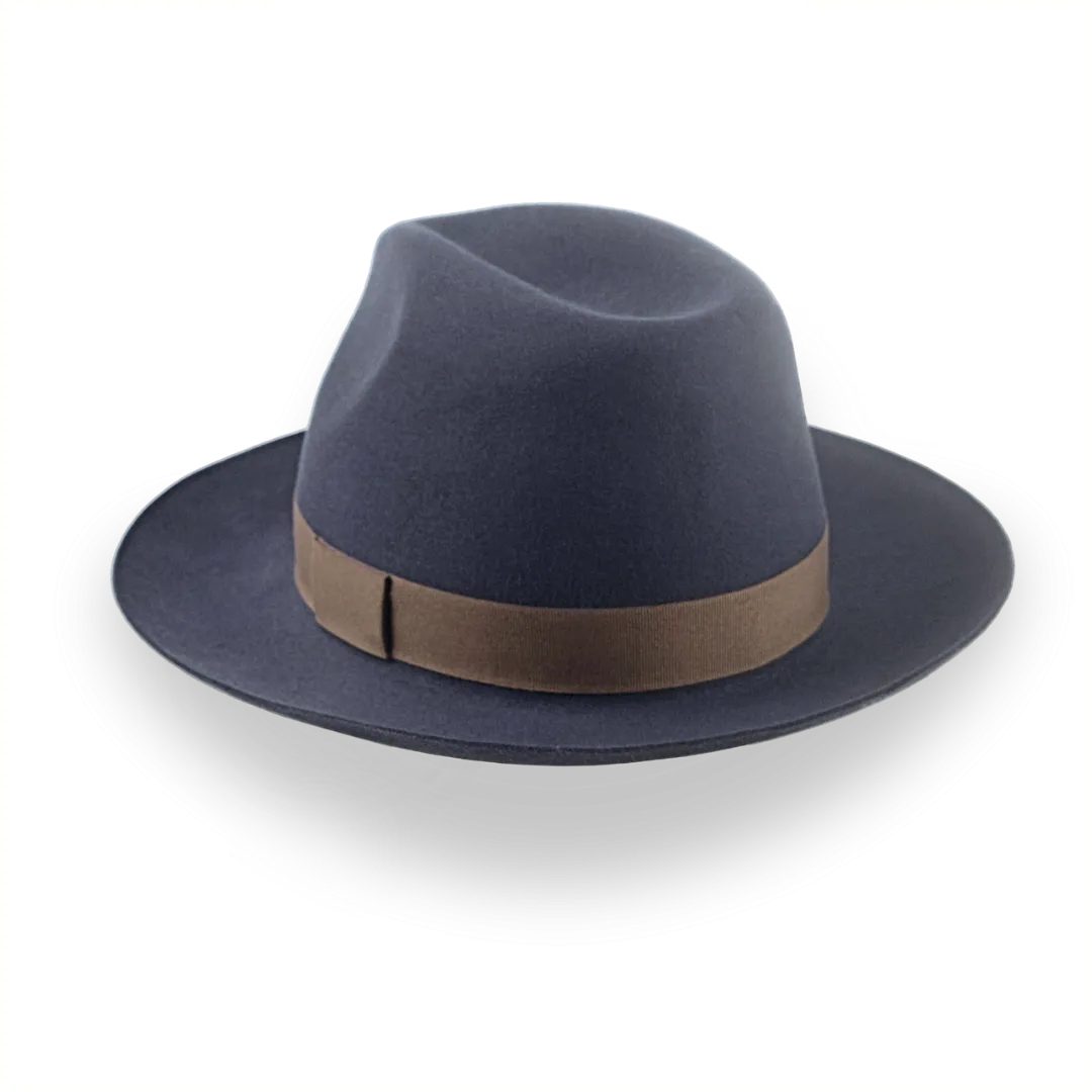 Classic Men's Fedora in Dark Slate Grey Fur Felt | The Senator