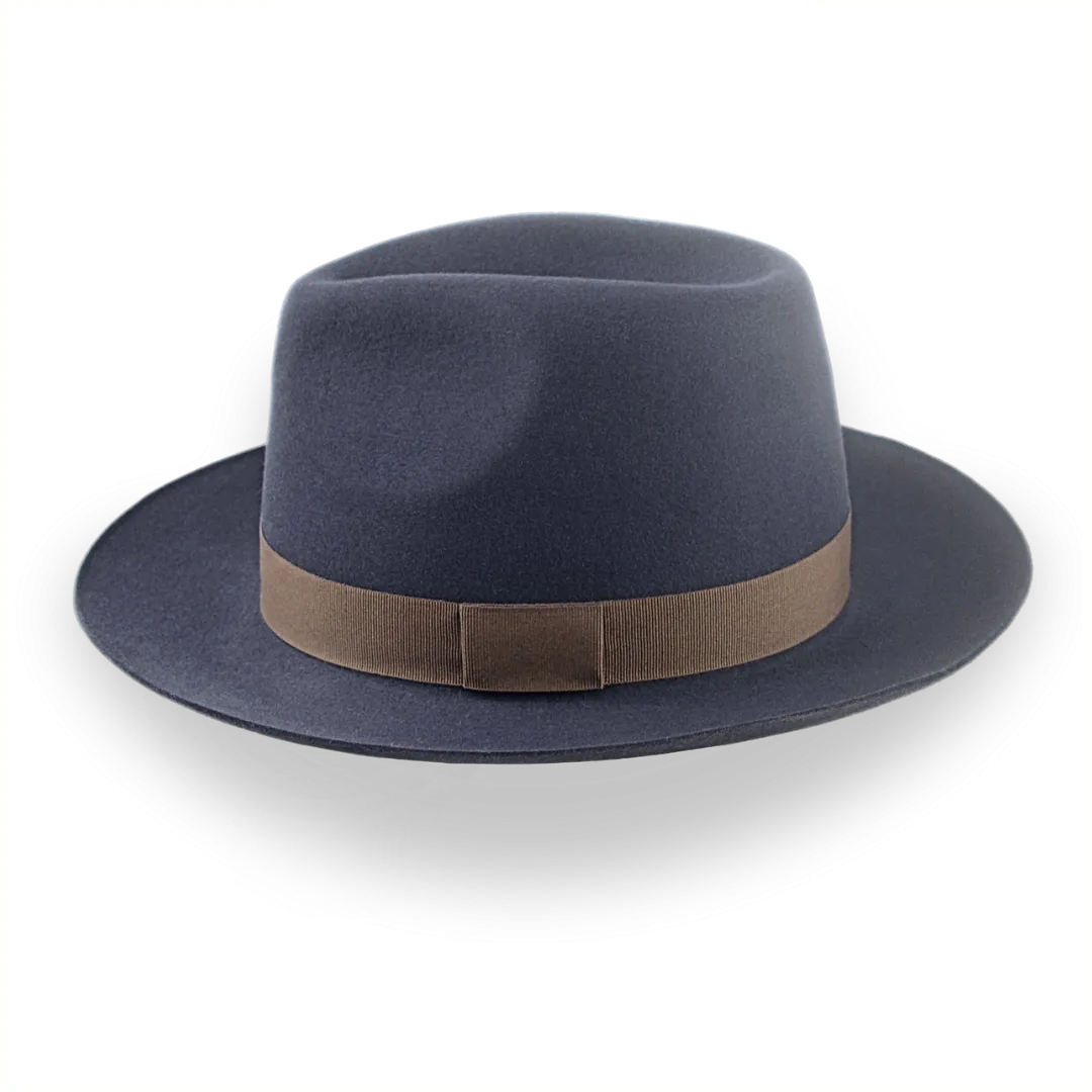 Classic Men's Fedora in Dark Slate Grey Fur Felt | The Senator