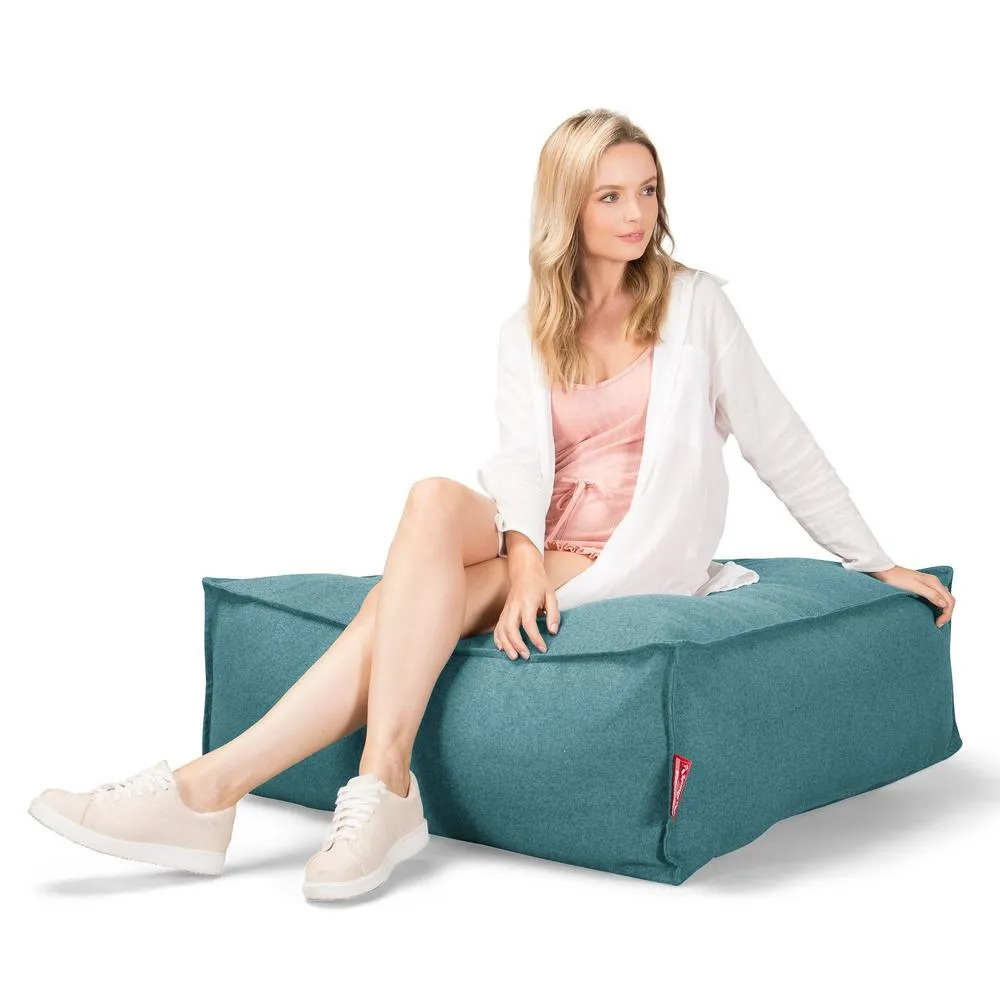 CloudSac 250 Memory Foam Ottoman Pouf - Interalli Wool Aqua