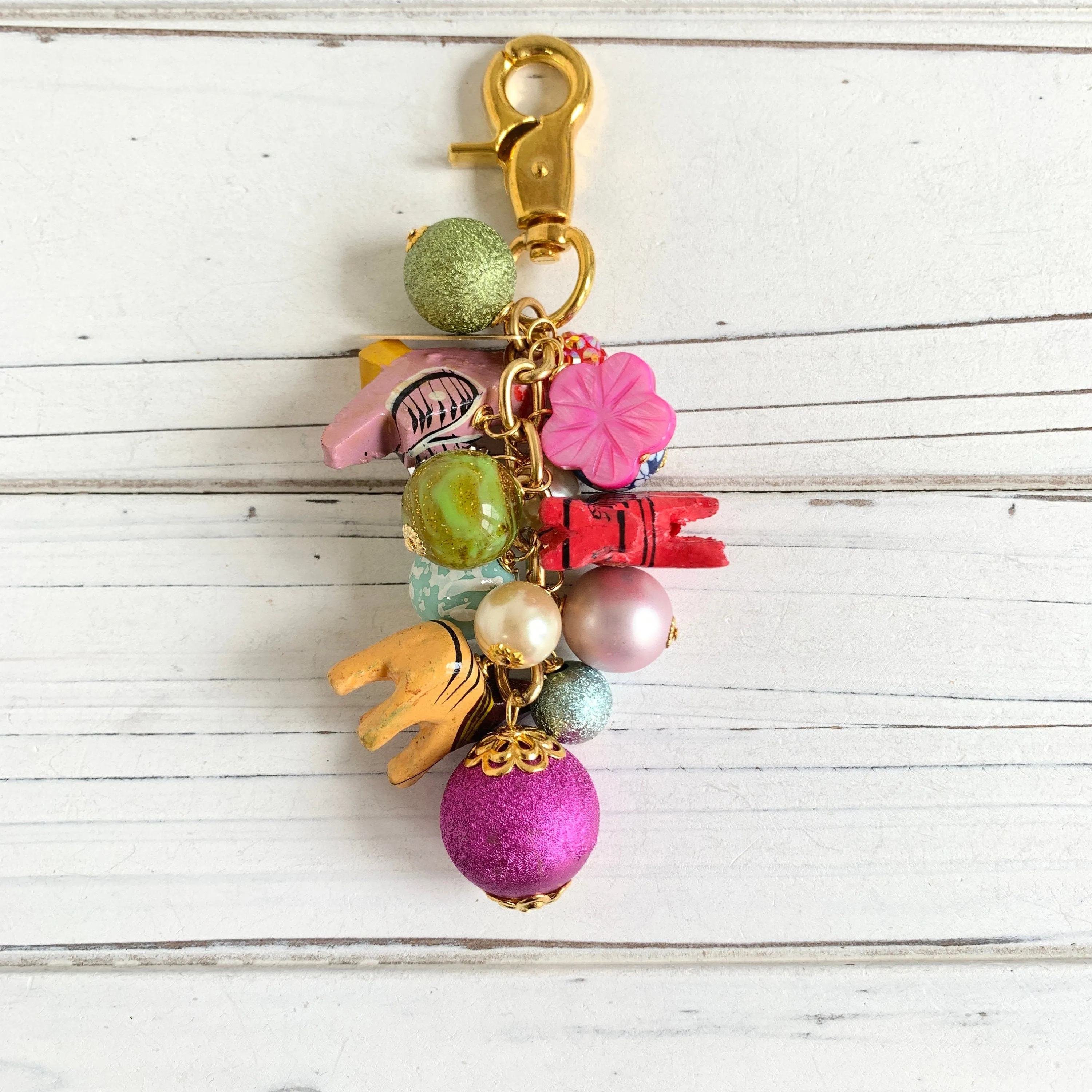 Colorful Animal Beaded Purse Charm