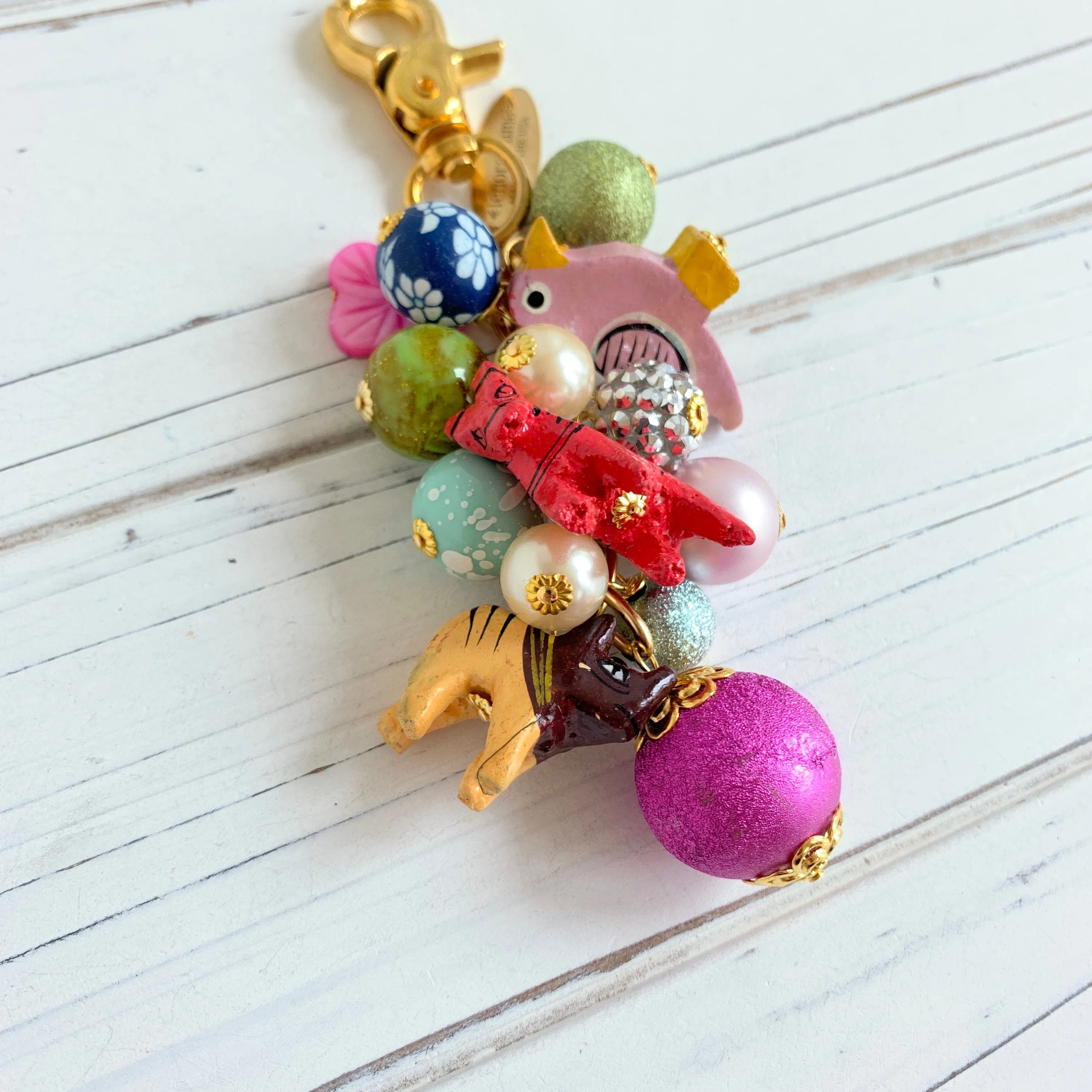 Colorful Animal Beaded Purse Charm