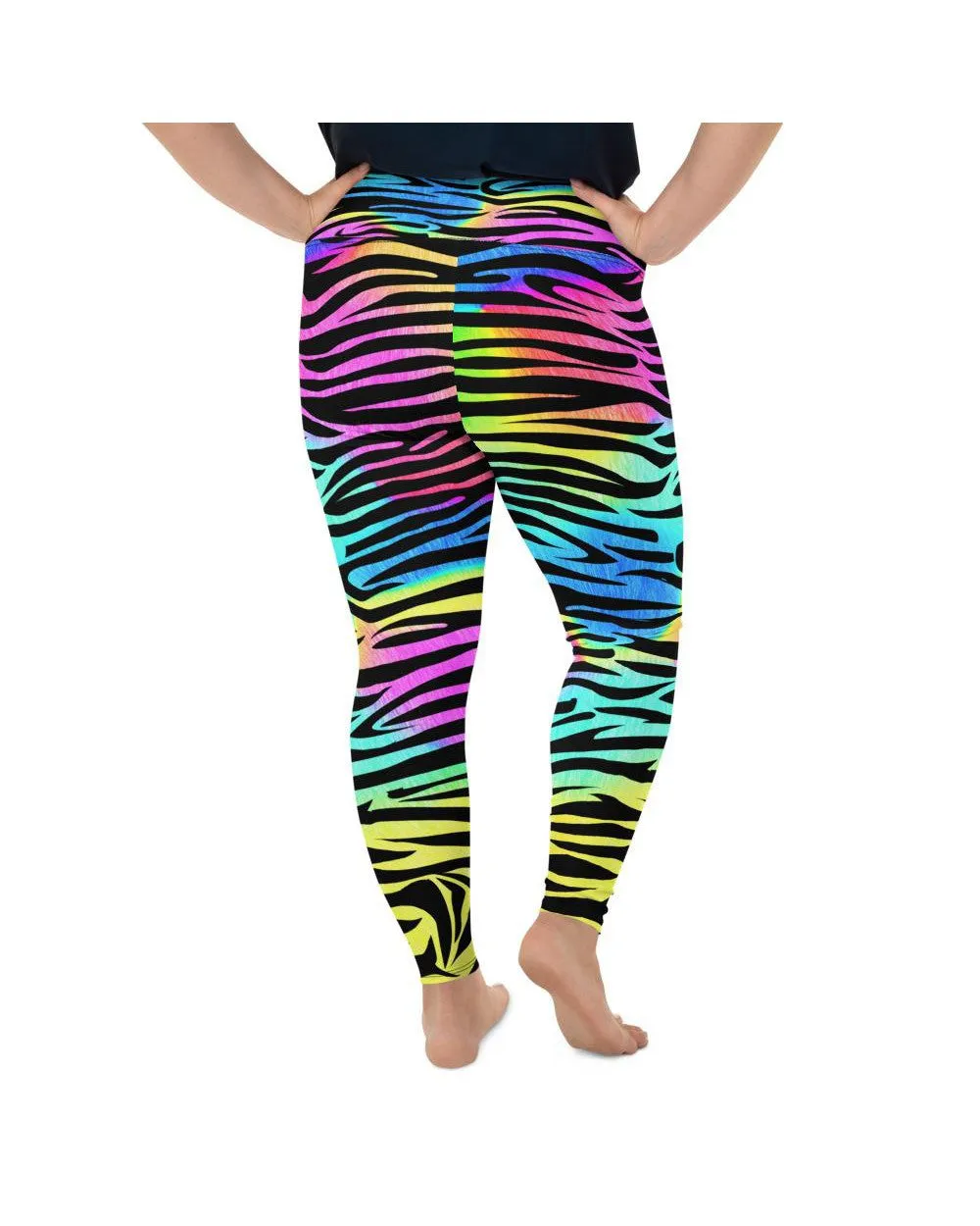 Colorful Zebra Striped Plus Size Leggings