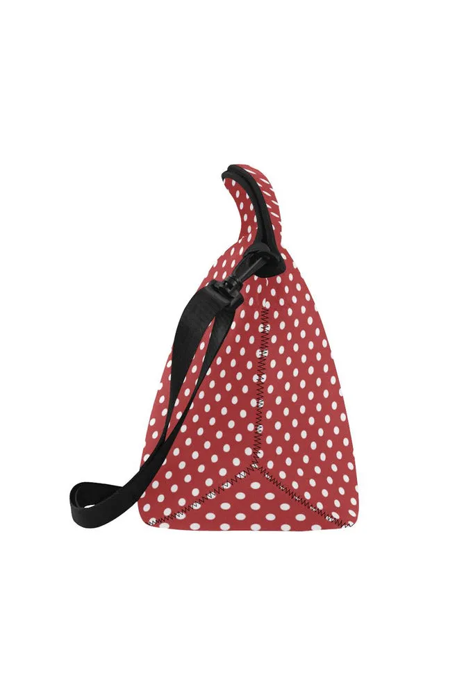 coral orange polka dots Neoprene Lunch Bag/Large (Model 1669)