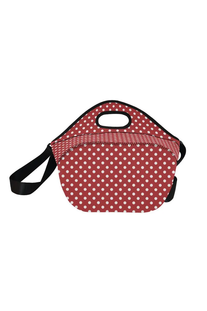 coral orange polka dots Neoprene Lunch Bag/Large (Model 1669)