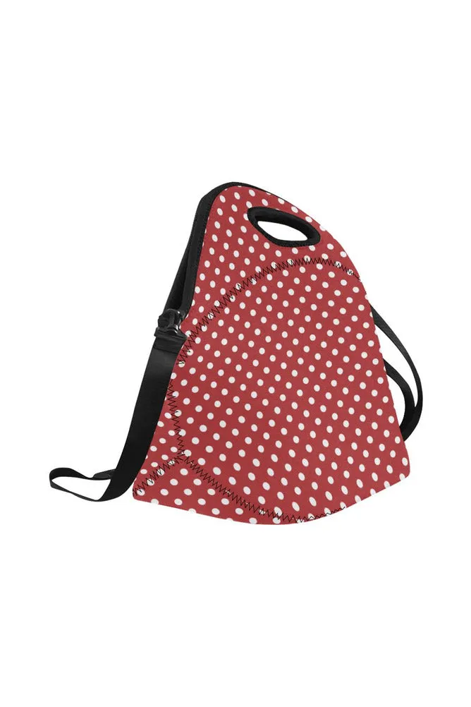 coral orange polka dots Neoprene Lunch Bag/Large (Model 1669)