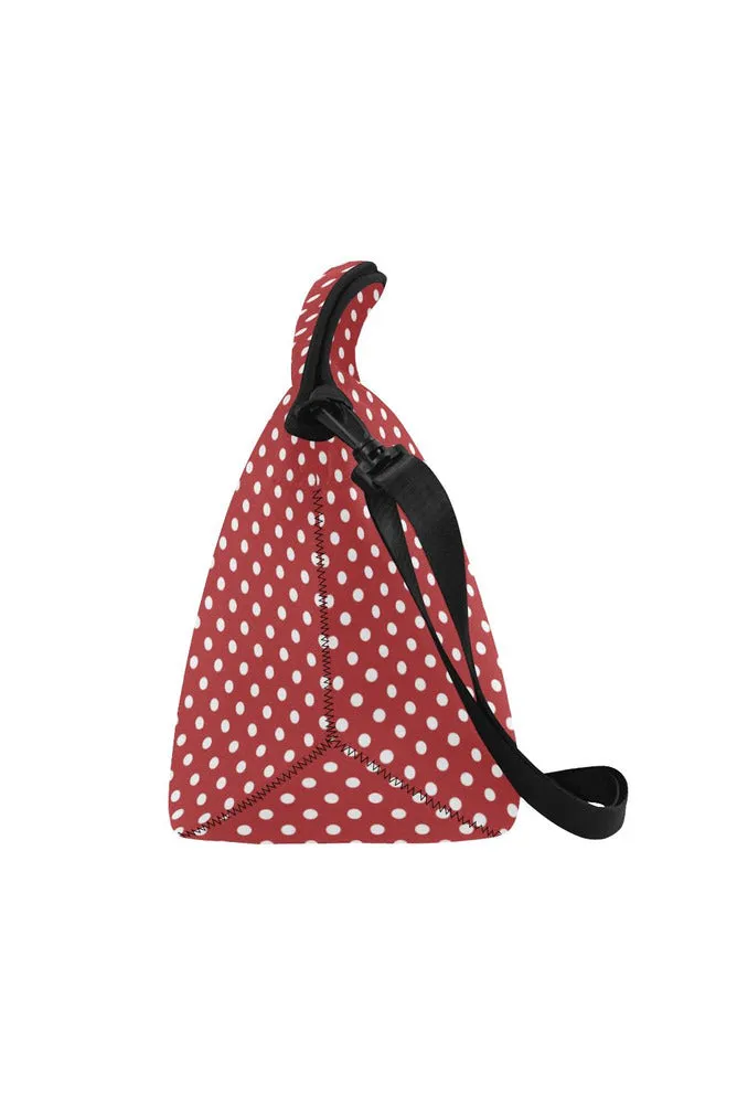 coral orange polka dots Neoprene Lunch Bag/Large (Model 1669)