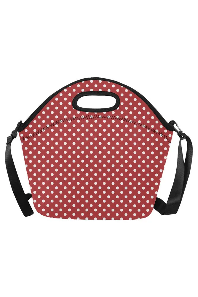 coral orange polka dots Neoprene Lunch Bag/Large (Model 1669)