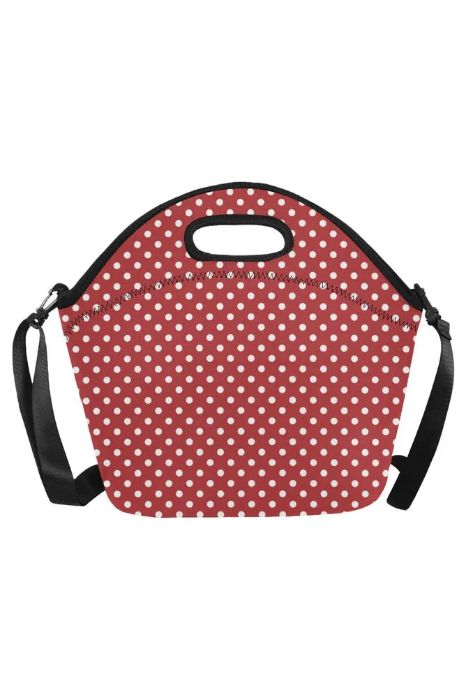 coral orange polka dots Neoprene Lunch Bag/Large (Model 1669)