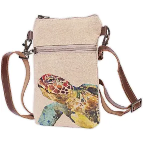 Cott N Curls "Sea Turtle" Cotton Canvas Sling Cellphone Bag