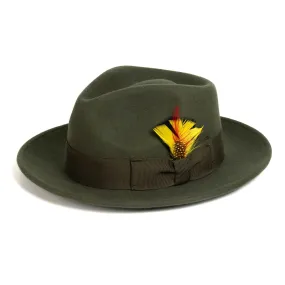 Crushable Olive Green 100% Australian Wool Fedora Hat