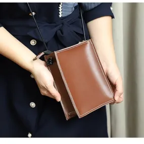 Cute Coffee Leather Phone Purse Women Side Bag Box Phone Crossbody Purse For Women