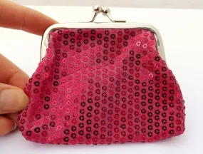 Dark Pink Sequin Sequin Vintage Coin Purse