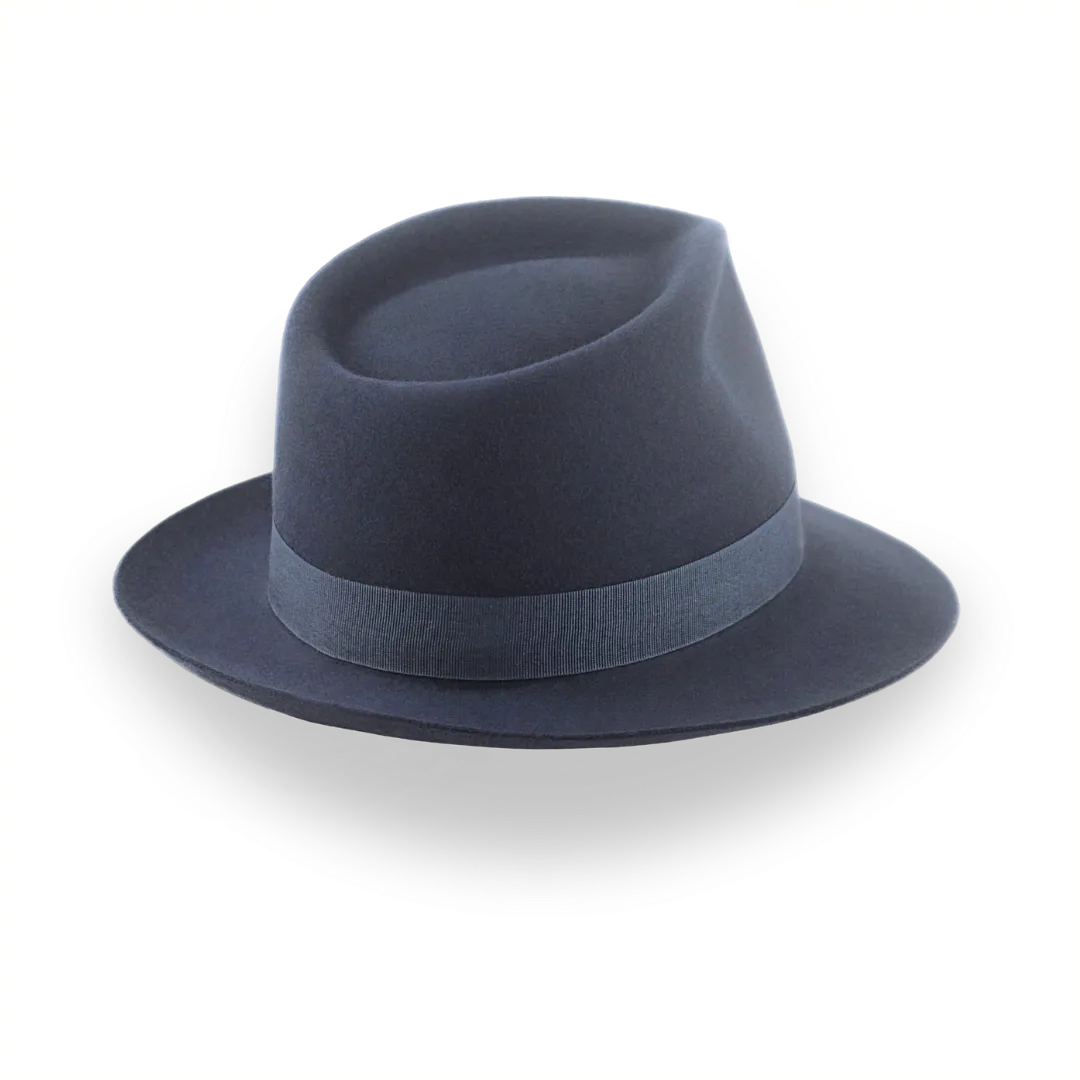 Dark Slate Grey Men's Teardrop Fedora in Smooth Fur Felt | The Diplomat