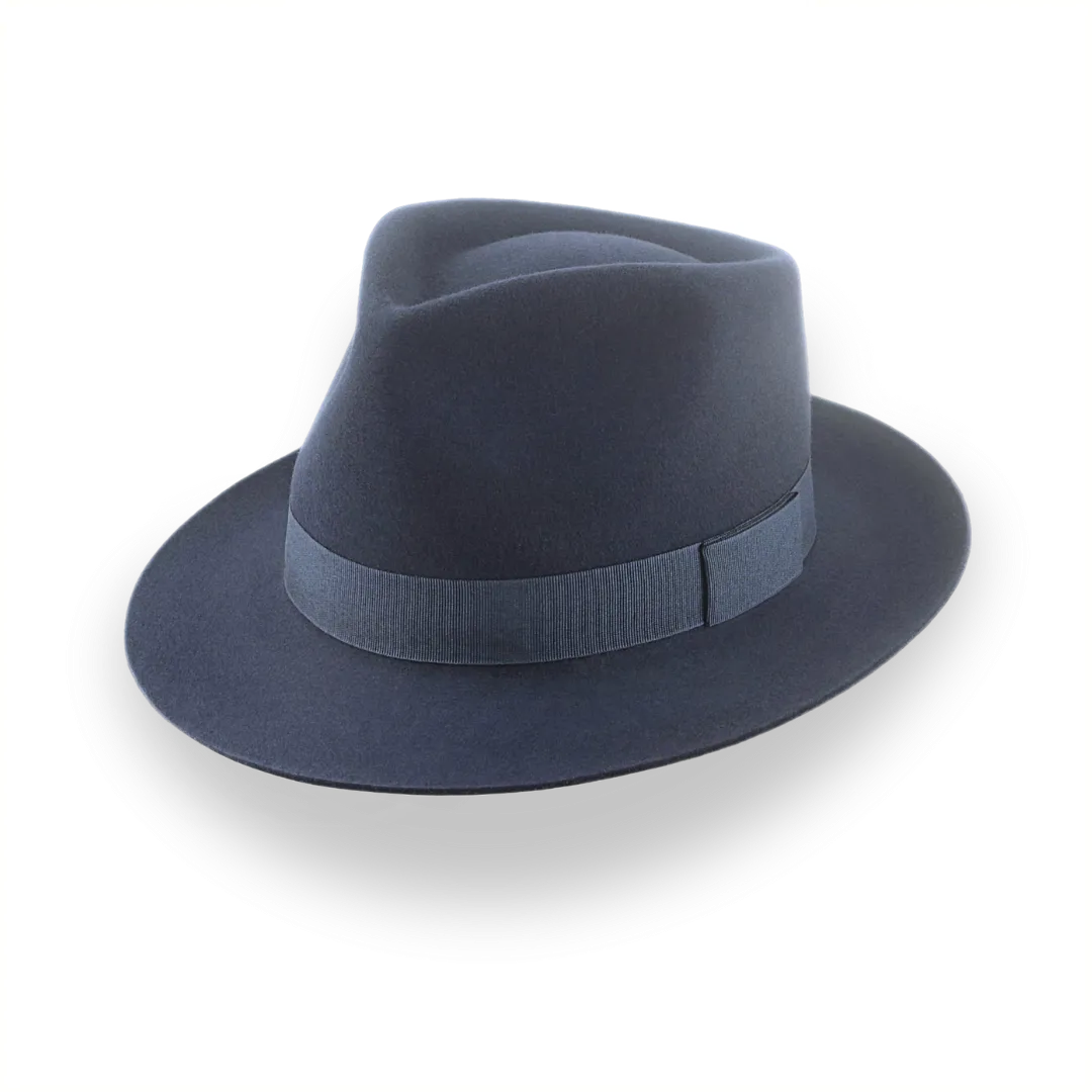 Dark Slate Grey Men's Teardrop Fedora in Smooth Fur Felt | The Diplomat