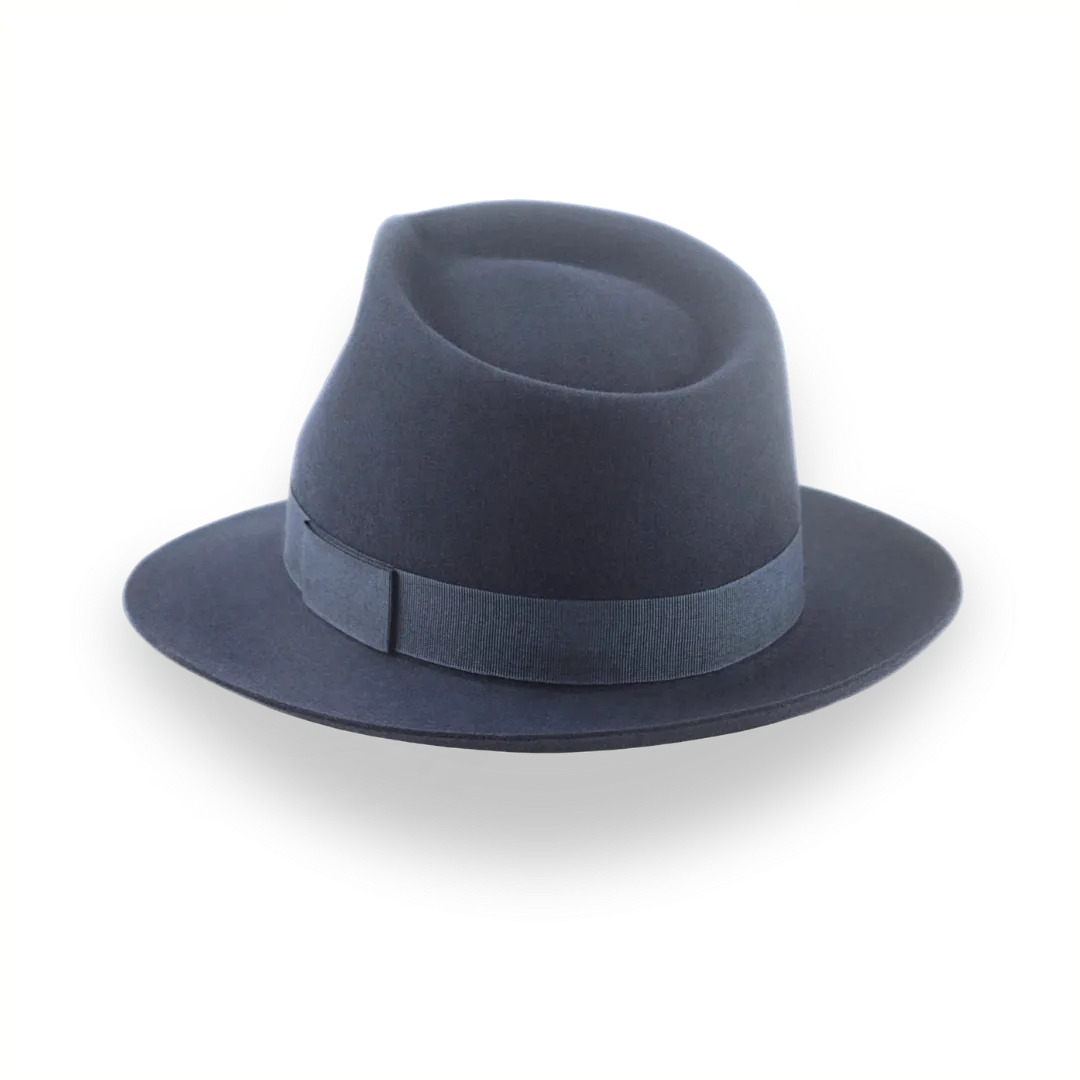 Dark Slate Grey Men's Teardrop Fedora in Smooth Fur Felt | The Diplomat