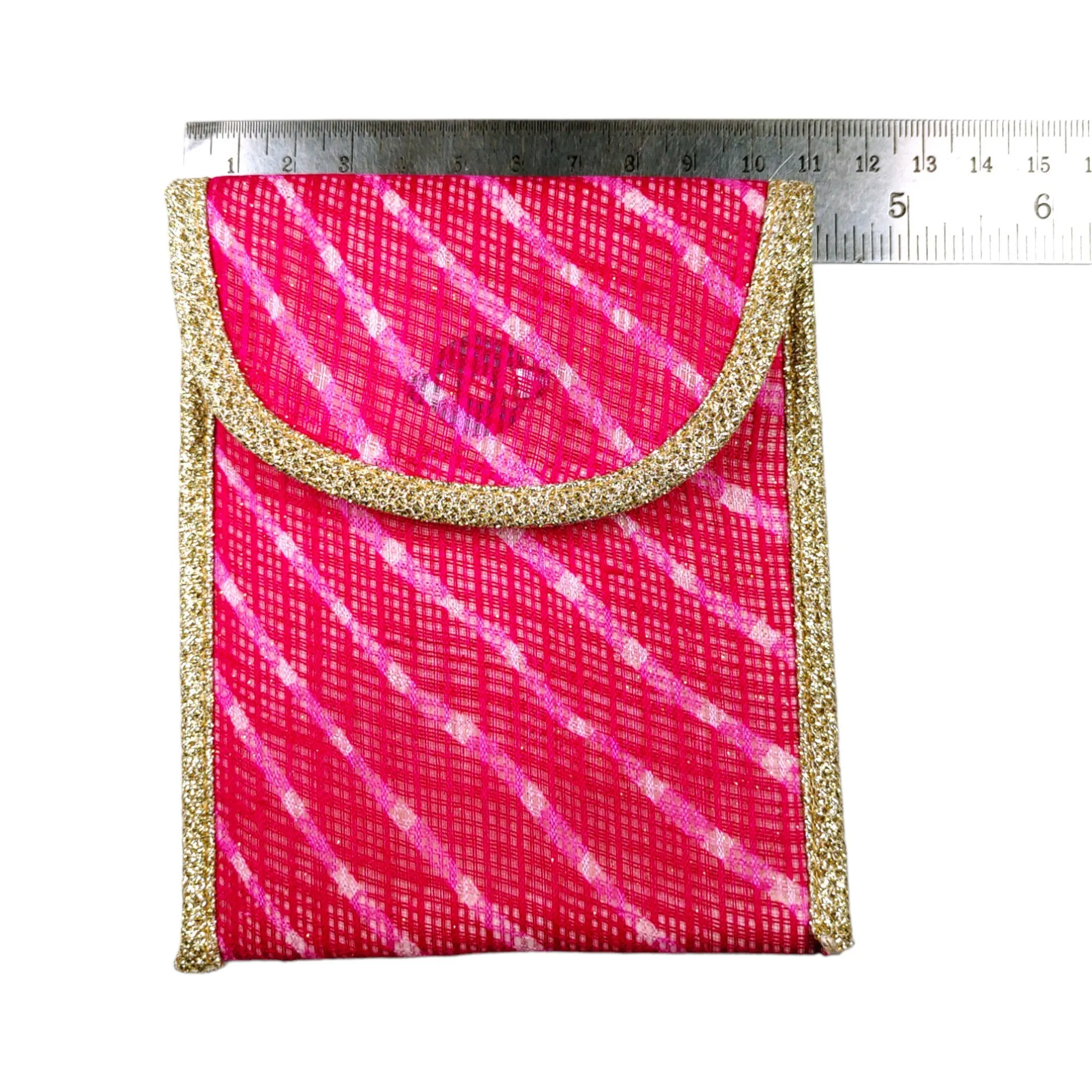 Decorative Glittery Lehriya Pocket with Zari Border Gift Bag / Pouch