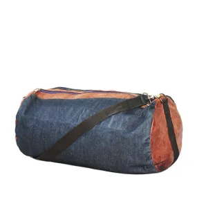 Denim and Leather Casual Gym Bag Weekender Duffle Bag