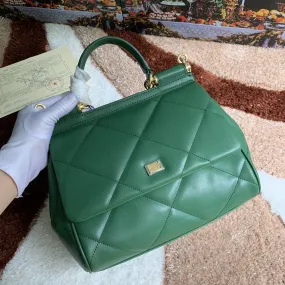 DG Medium Sicily Bag In Quilted Green For Women 10.2in/26cm DG