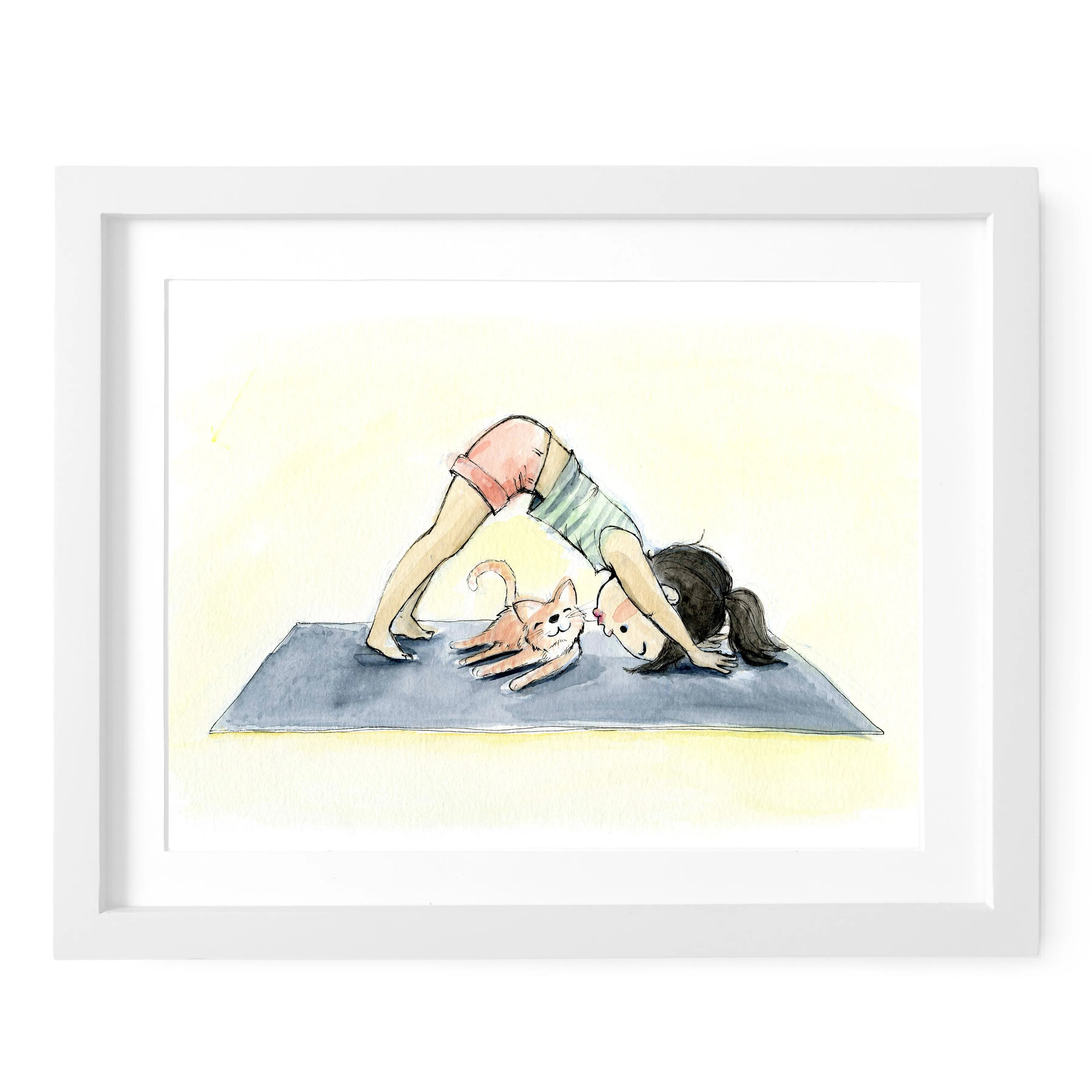 Downward Dog, Silly Kitty Art Print