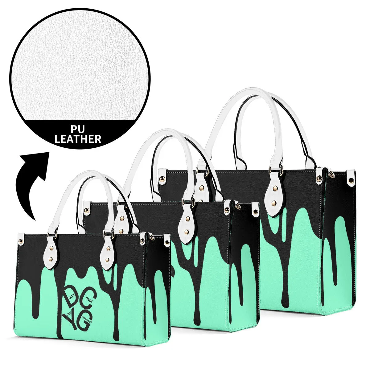 DRIP Black & Mint Green Multiple Sizes Upgraded Luxury Women PU Leather Handbag