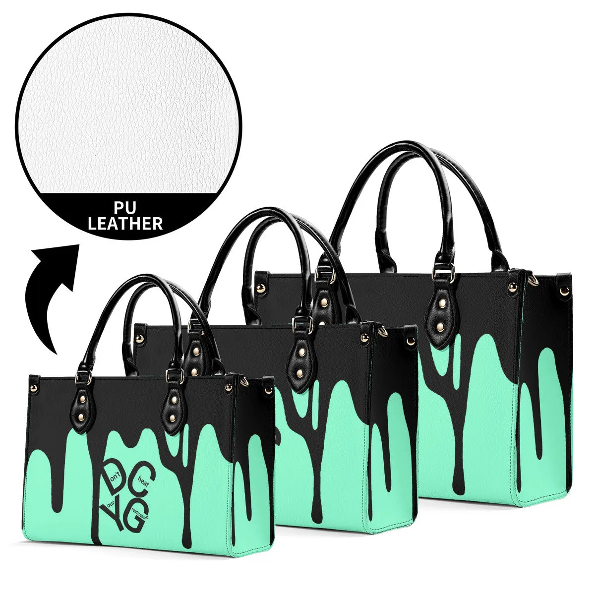 DRIP Black & Mint Green Multiple Sizes Upgraded Luxury Women PU Leather Handbag