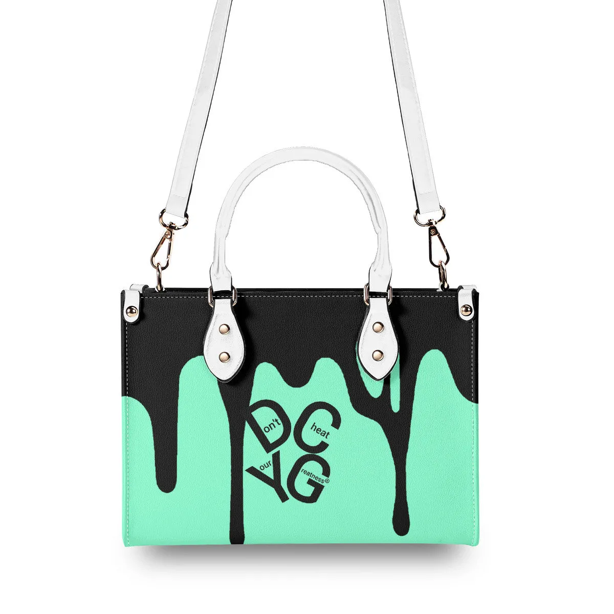 DRIP Black & Mint Green Multiple Sizes Upgraded Luxury Women PU Leather Handbag