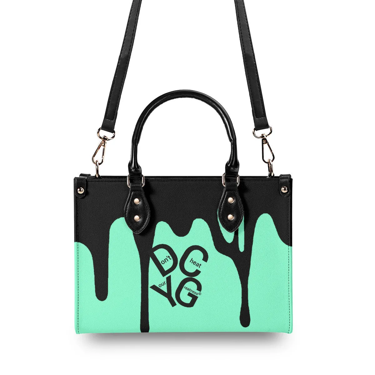 DRIP Black & Mint Green Multiple Sizes Upgraded Luxury Women PU Leather Handbag