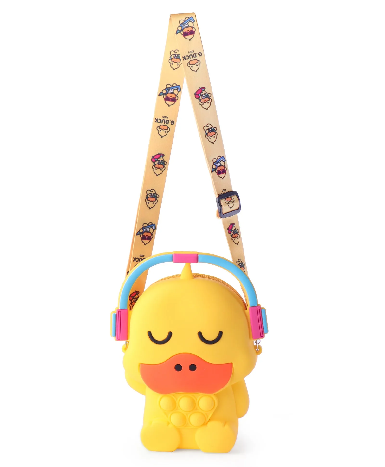 DUCK POPIT STYLE SILICON SLING BAG - YELLOW