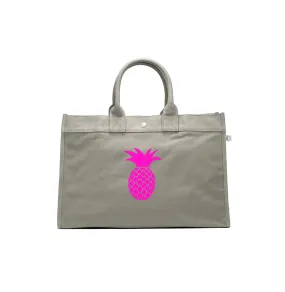 East West Bag: Olive with Neon Pink Matte Pineapple