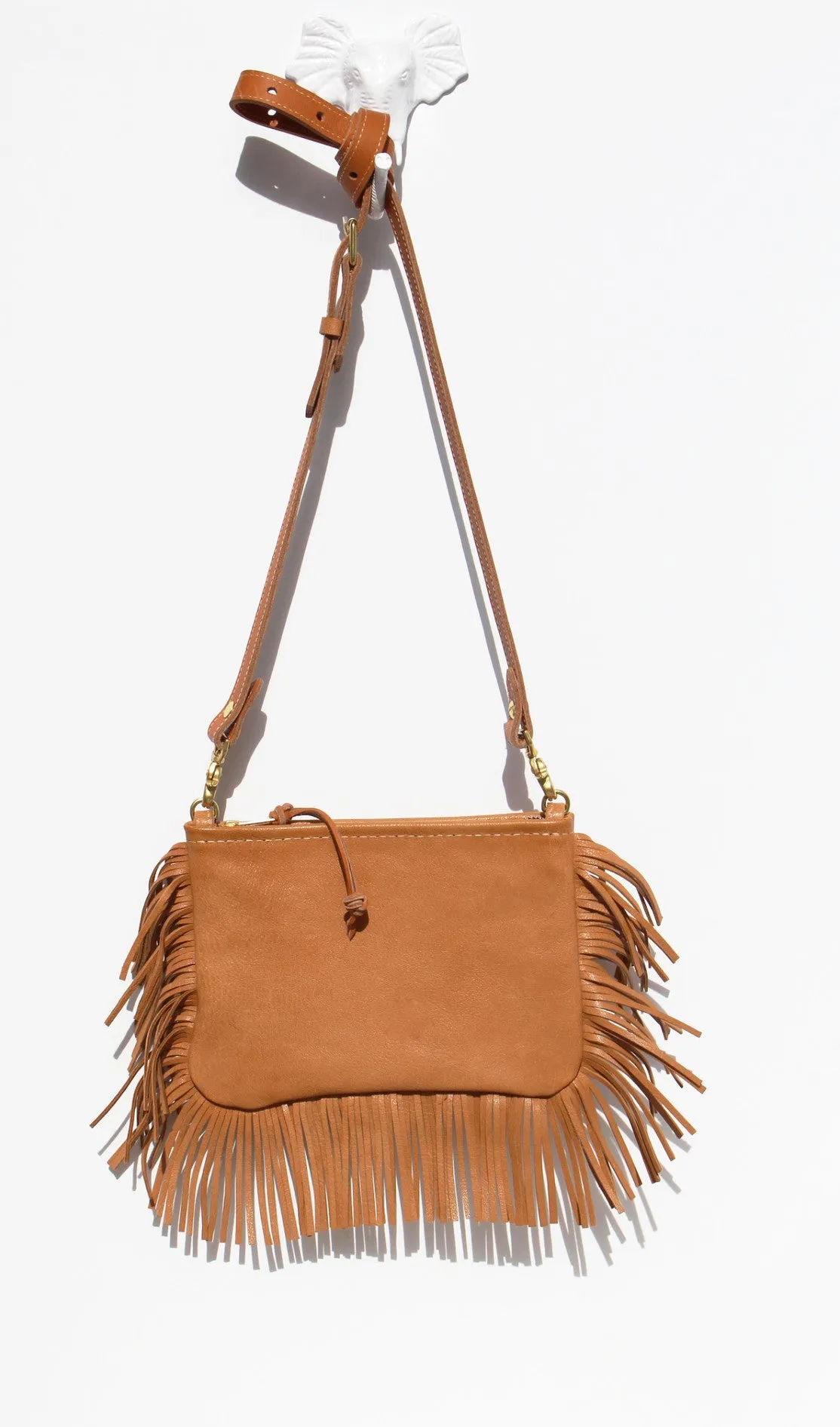 Easy Breezy Mini Fringe Cross body, Camel