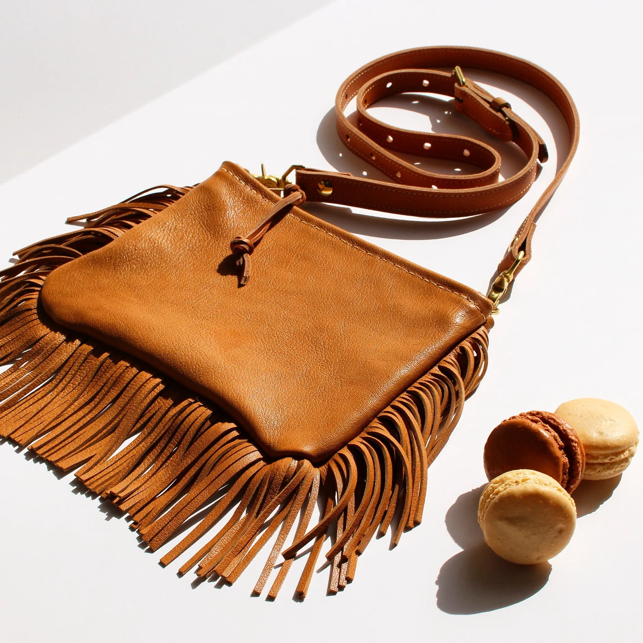 Easy Breezy Mini Fringe Cross body, Camel