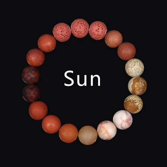 Eight Planets Bracelet Natural Stone Solar system Beads Yoga Bracelet